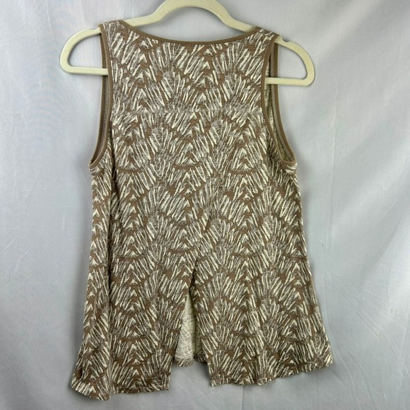 Woolrich Tank Top Shirt Women XS 100% Cotton Split Back Abstract Brown‎ Gray - Picture 6 of 8
